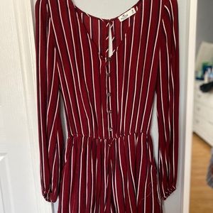 A red stripped romper